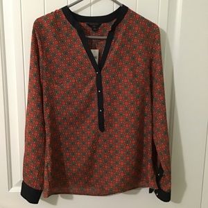 Gorgeous Banana Republic Blouse Navy/Tangerine NWT